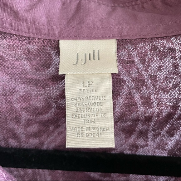 J. Jill purple blouse sz lg petite wool blend collared paisley button up euc - Picture 2 of 3